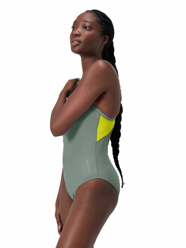 Цял бански Speedo solid racerback swimsuit olive