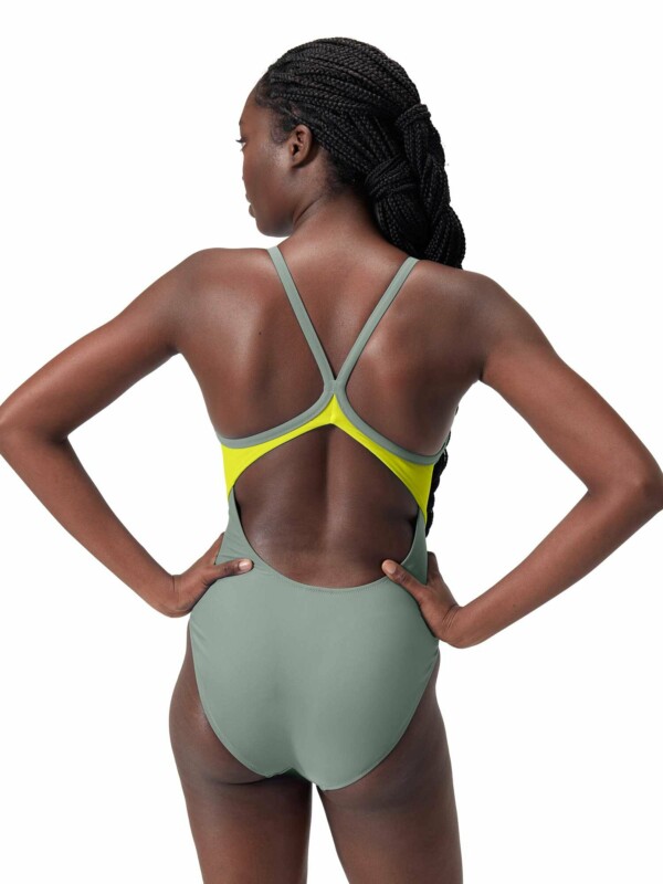 Цял бански Speedo solid racerback swimsuit olive