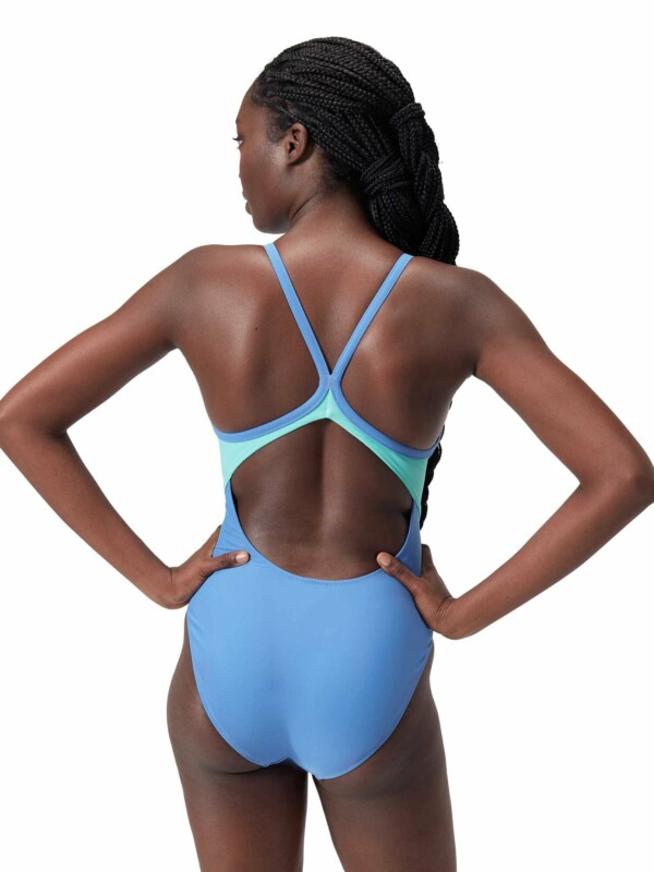 Цял бански Speedo solid racerback swimsuit blue