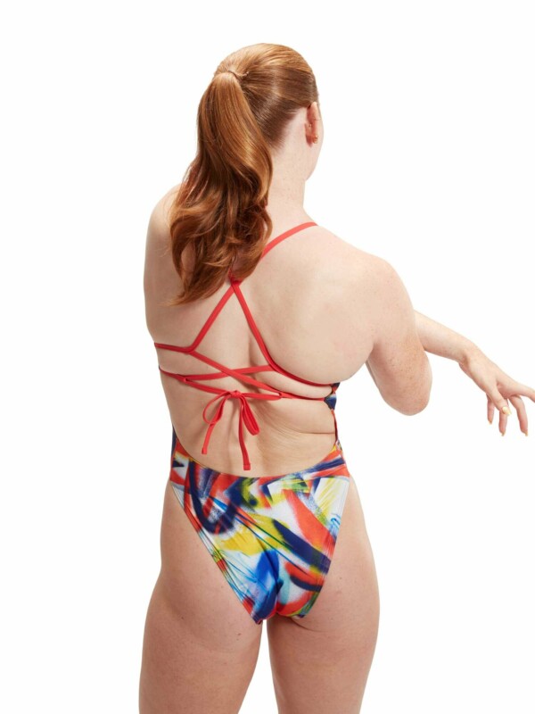 Цял бански Speedo allover diji lattice tie back